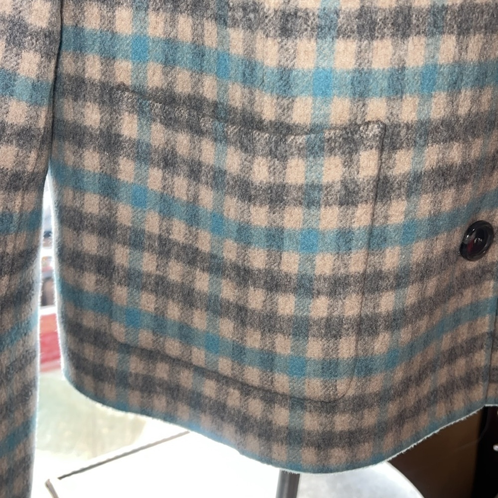 Large Herringbone Pattern Wool Blazer - image 5